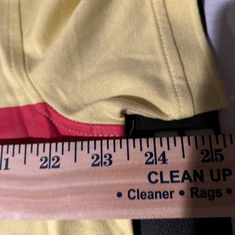 Tommy Hilfiger Men's Bar Stripe Logo Polo Shirt Yellow White Red Size XL READ - Picture 8 of 8